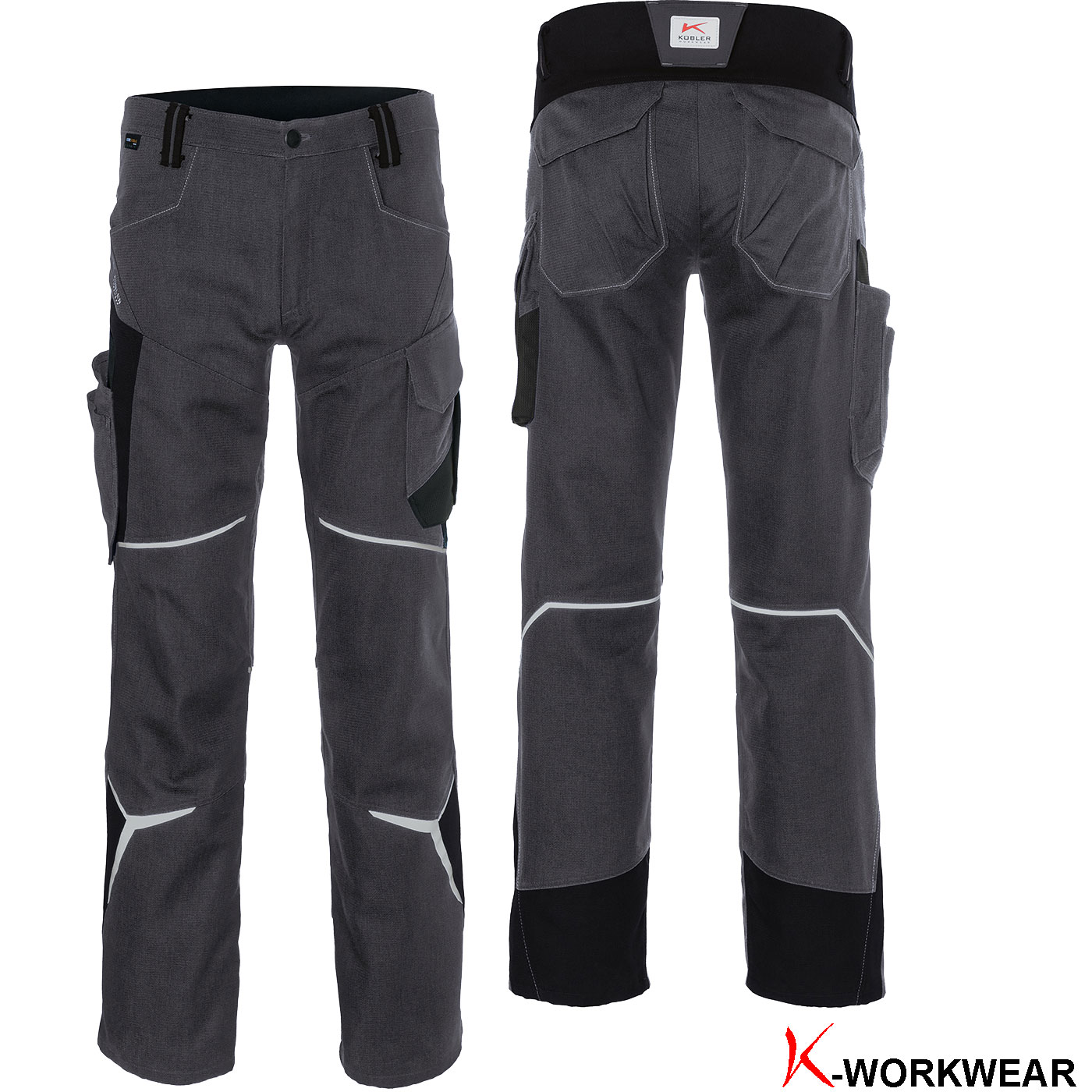 KÜBLER Pantalone Da Lavoro Donna - Modello Hose - Colore Nero/Antracite - Taglia 54 - In Misto Poliestere Cotone