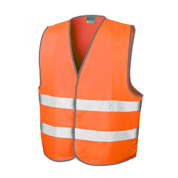 Warnschutz Weste mit zwei Reflexstreifen orange mit Tasche