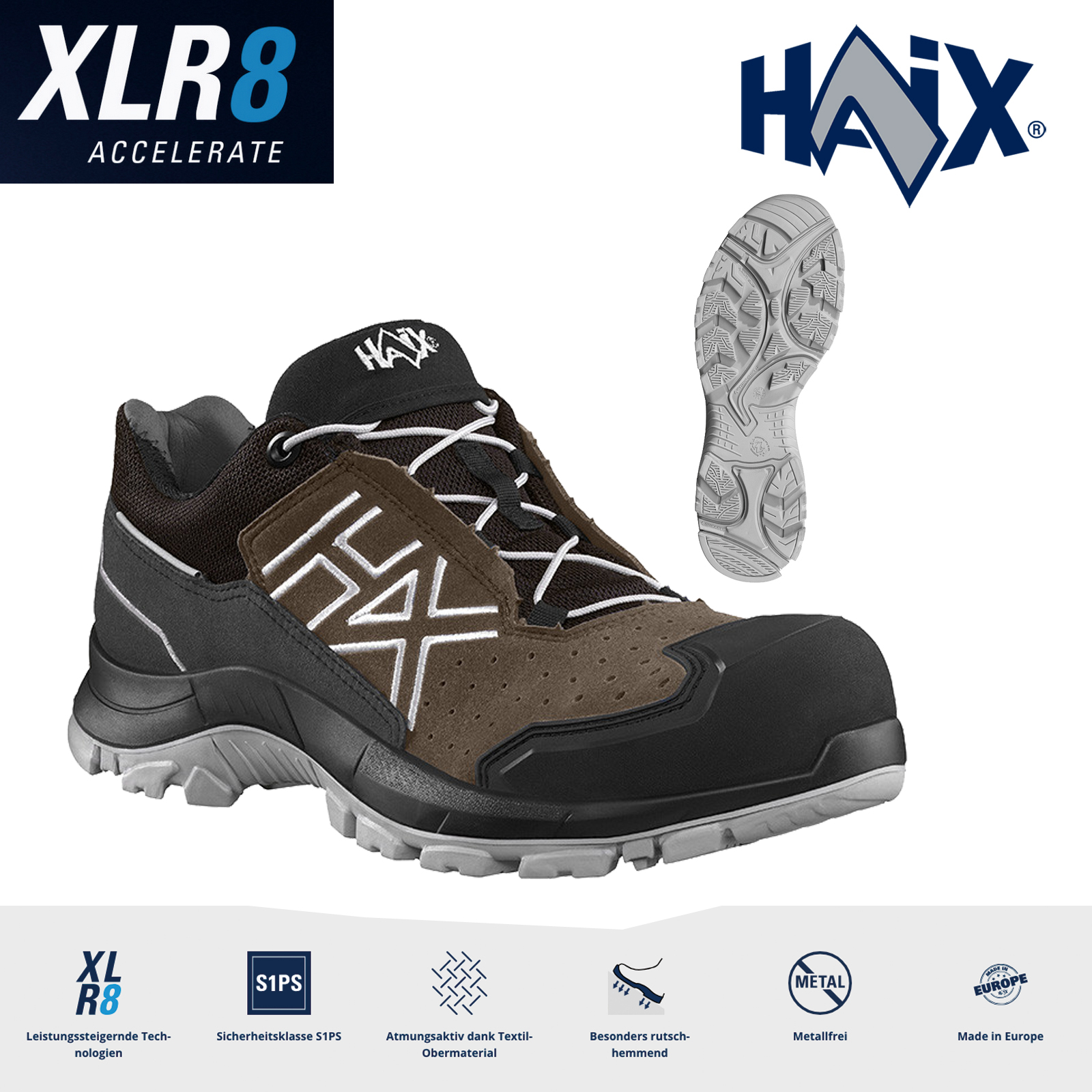 Haix® BLACK EAGLE Safety 200 S1PS metallfrei | Ultraleichter brown